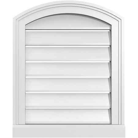 Ekena Millwork Arch Top Surface Mount PVC Gable Vent w/ 2"W x 2"P Brickmould Sill Frame, 18"W x 20"H GVPAR18X2003SN